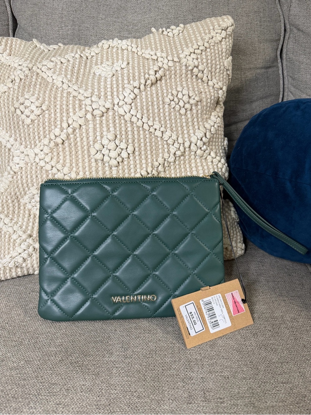 Mario Valentino Ocarina Quilted Wristlet Clutch Bag Green NWT 💛